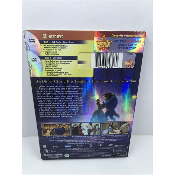 Disney Beauty and the Beast - 2 Disc DVD Set 2010 / With SLIP COVER. Sealed - Picture 5 of 14